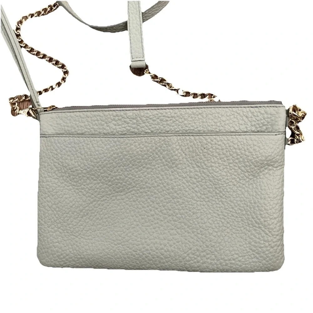 Fossil Sydny Chain Topzip Pastel Green ZB5702314 Leather Shoulder Bag/Clutch EUC